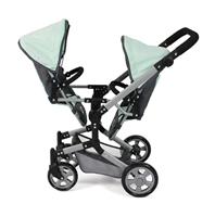 Tweeling Poppenwagen Linus Duo - Melange Antraciet Mint - thumbnail