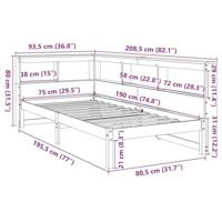 Bed met boekenkast zonder matras grenenhout wasbruin 75x190 cm - thumbnail