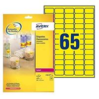 Etiket Avery L7651Y-25 38.1x21.2mm neon geel 1625 etiketten - thumbnail