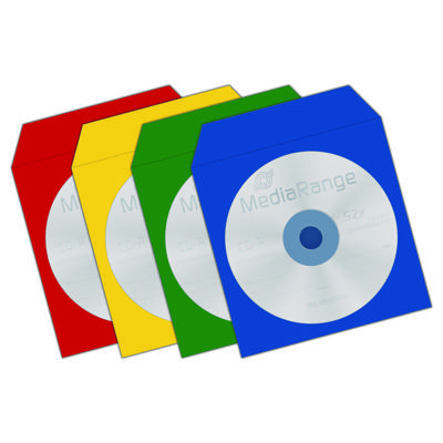 MediaRange BOX67 CD-doosje Opbergmap/sleeve 1 schijven Blauw, Groen, Rood, Geel