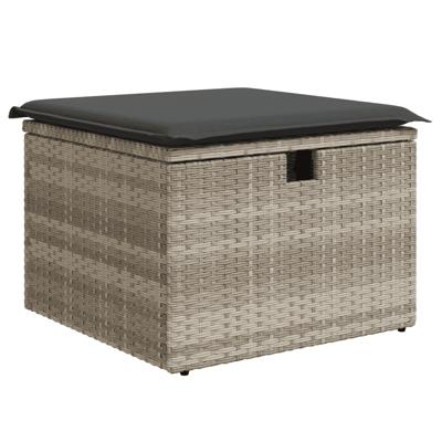 4-delige Loungeset met kussens poly rattan lichtgrijs - thumbnail
