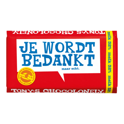 Chocolade tony chocolonely melk bedankt reep 180gr | 15 stuks