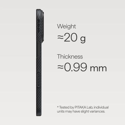 Pitaka Ultra slim case iPhone 17 Pro - Black/Grey