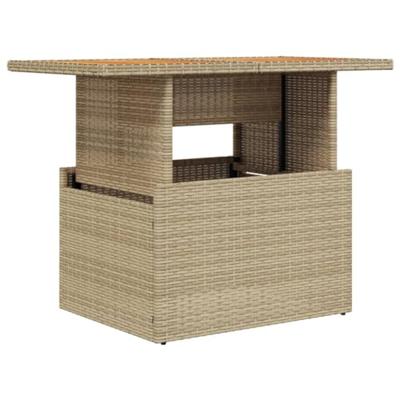 Tuintafel 100x55x73 cm poly rattan en acaciahout beige Tuintafel 100x55x73 cm poly rattan en acaciahout beige