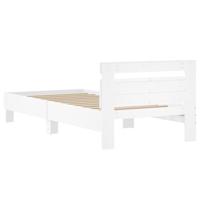 Bedframe met hoofdbord bewerkt hout wit 100x200 cm - thumbnail