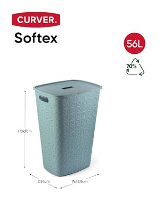 Curver Softex wasbox met deksel 56 liter blauw-groen