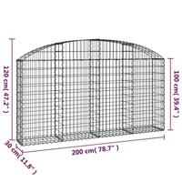 Schanskorf gewelfd 200x30x100/120 cm gegalvaniseerd ijzer - thumbnail