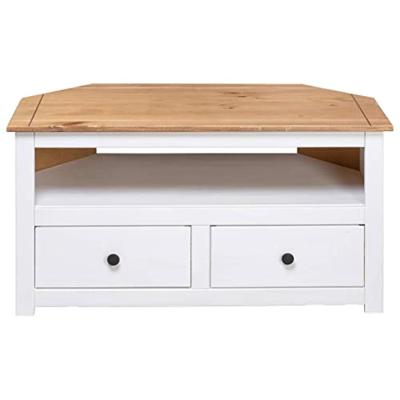 Tv-hoekkast Panama Range 93x49x49 cm massief grenenhout wit