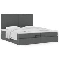 Ottoman bed met matrassen 200x200cm stof donkergrijs - thumbnail
