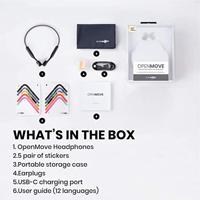 Aftershokz OpenMove Beengeleidingshoofdtelefoon met vrije oren, Bluetooth-hoofdtelefoon met microfoon, Bluetooth 5.0, 6 uur batterijduur, perfect voor hardlopen, joggen, yoga - thumbnail