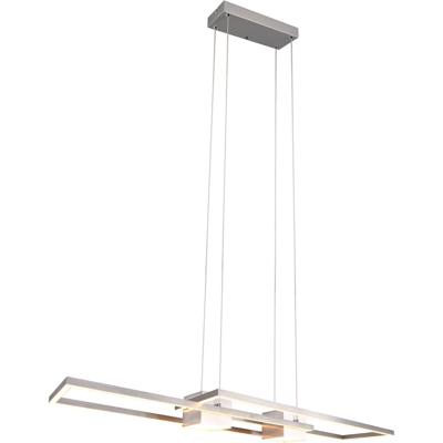 LED Hanglamp - Trion Zuru - 37W - Aanpasbare Kleur - Dimbaar - Rechthoek - Mat Nikkel - Aluminium