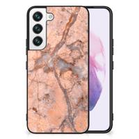 Samsung Galaxy S22 Marmeren Print Telefoonhoesje Marmer Oranje - thumbnail