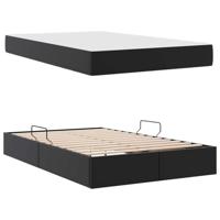 Opbergbed met matras met matras Zwart 120 x 200 cm Nep Leer - thumbnail