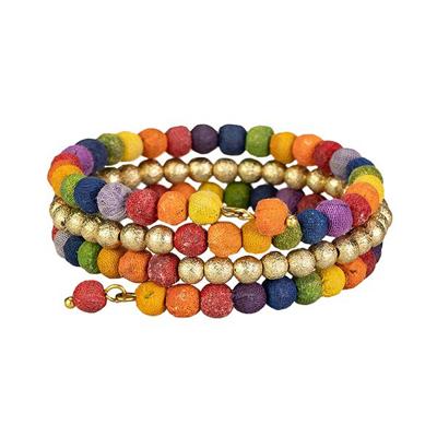 Multicolor Yokomeshi Armband van Gerecyclede Sari-Stof, 20 gram