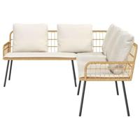 Tuinbankenset met kussen 2 pcs Naturel poly rattan - thumbnail