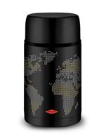 Thermos voor voedsel Oroley Zwart Roestvrij staal 1 L Wereldkaart - thumbnail