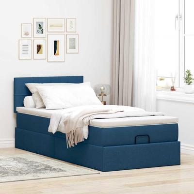Ottoman bed met matras 140x200cm stof blauw