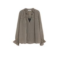 Violeta by Mango top met all over print en ruches lichtbeige - thumbnail