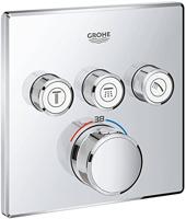 Inbouw Thermostaatkraan GROHE SmartControl Afbouwdeel Met Omstel 3 Functies Vierkant Chroom - thumbnail
