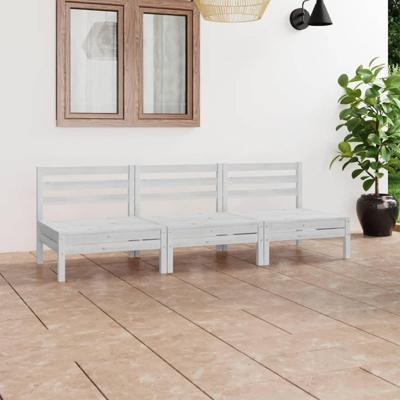 3-delige Loungeset massief grenenhout wit
