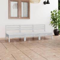 3-delige Loungeset massief grenenhout wit - thumbnail