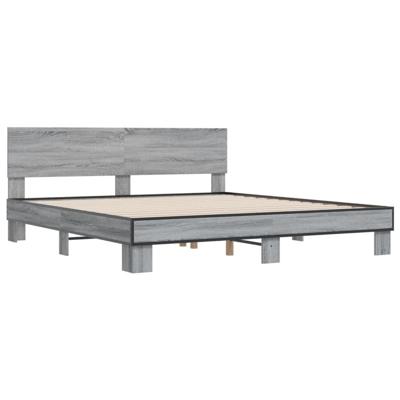 Bedframe bewerkt hout metaal grijs sonoma eiken 200x200 cm