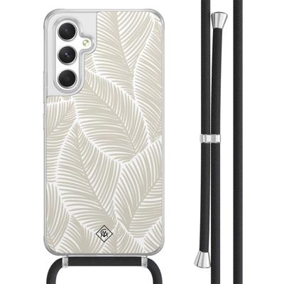 Samsung Galaxy A54 hoesje met koord - Palm leaves beige