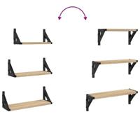 3-delige Wandschappenset bewerkt hout sonoma eikenkleurig - thumbnail