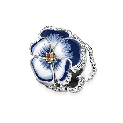 Pandora 790777C02 Bedel Blue Pansy Flower zilver-emaille-zirconia blauw-wit