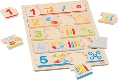 Goki houten legpuzzel leren tellen, 20st.