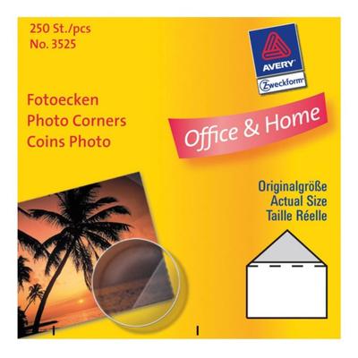 Avery av-3525 zweckform fotohoekjes 19x17 mm 250 stuks transparant