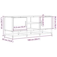 Tv-meubel 100x35x41 cm bewerkt hout metaal gerookt eikenkleurig - thumbnail