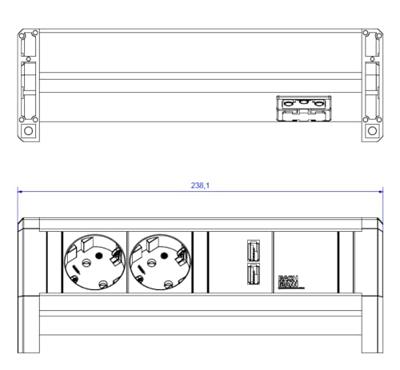 BACHMANN DESK 2x Geaard stopcontact 1x USB Oplader BACHMANN DESK 2x Geaard stopcontact 1x USB Oplader