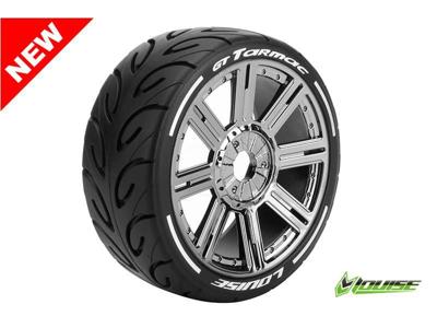 Louise GT-TARMAC - MFT Super Soft banden op black chrome spaakvelgen voor 1/8 buggy Louise GT-TARMAC - MFT Super Soft banden op black chrome spaakvelgen voor 1/8 buggy