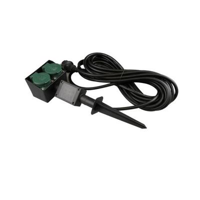 Buitenstopcontact tuinstopcontact dubbel met snoer 10M en spies pin