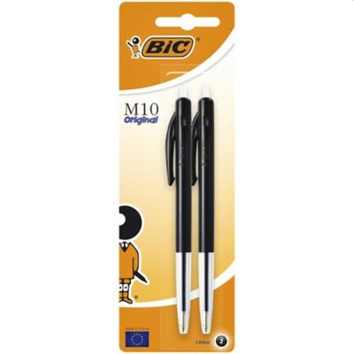 Bic balpen M10 Clic op blister, medium punt, zwart