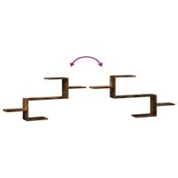 Wandschap 104x15x49 cm bewerkt hout gerookt eikenkleurig - thumbnail