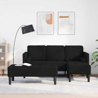 Bankstel met kussen 2 pcs Zwart Polyester - thumbnail