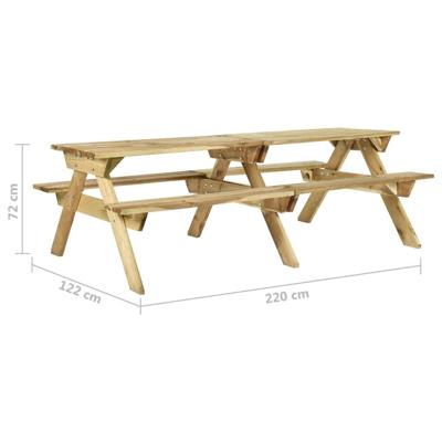 Picknicktafel met banken 220x122x72 cm geïmpregneerd grenenhout