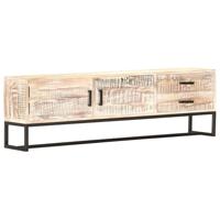 Tv-meubel 140x30x45 cm massief acaciahout wit - thumbnail