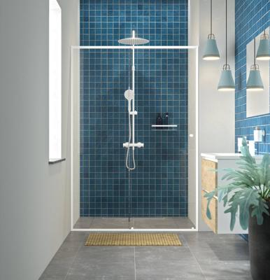 Sealskin Schuifdeur Voor Nis Contour 140x200 cm 6 mm Helder Glas Mat Wit