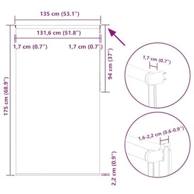 Rolgordijn verduisterend 135x175 cm stofbreedte 131,6 cm