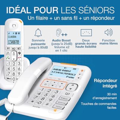 Draadloze telefoon Alcatel XL785 Wit