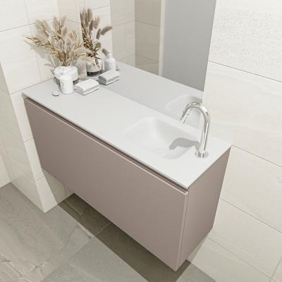 MONDIAZ OLAN 100cm toiletmeubel smoke. LEX wastafel talc rechts 1 kraangat MONDIAZ OLAN 100cm toiletmeubel smoke. LEX wastafel talc rechts 1 kraangat