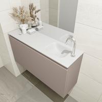 MONDIAZ OLAN 100cm toiletmeubel smoke. LEX wastafel talc rechts 1 kraangat - thumbnail