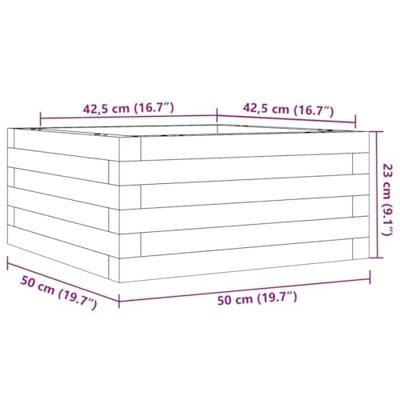 VidaXL Plantenbak 50x50x23 cm massief grenenhout wit