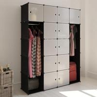 VidaXL Kast modulair met 14 vakken 37x146x180,5 cm zwart en wit - thumbnail