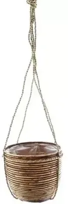 Rotan hangpot stripe bronze 20x19cm