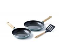 GreenPan mayflower koekenpannenset 3-delig - 20/24 cm - pfas-vrije antikleeflaag - pannenset inductie - keramische pan - niet ovenbestendig - koudgrepen - blauw - thumbnail