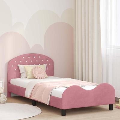 Bedframe voor kinderen met hoofdbord Roze 90 x 190 cm Fluweel